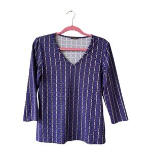 J. McLaughlin Signature Catalina Cloth Blouse Top Size M Chain Link Office Work